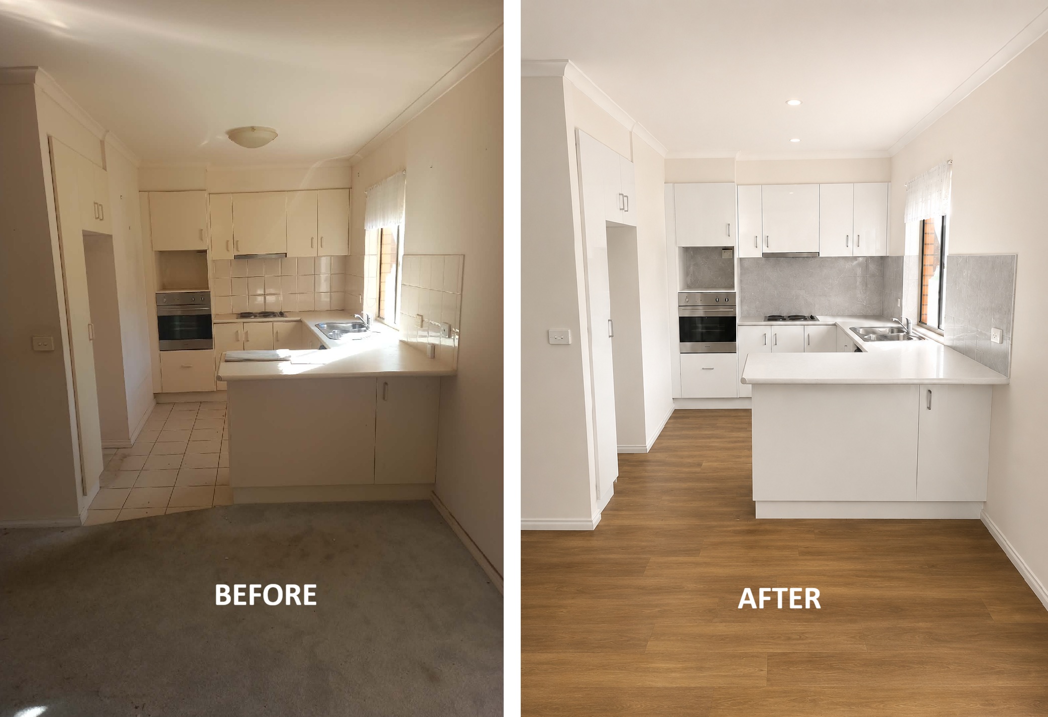 Before and after kitchen renovation Melbourne